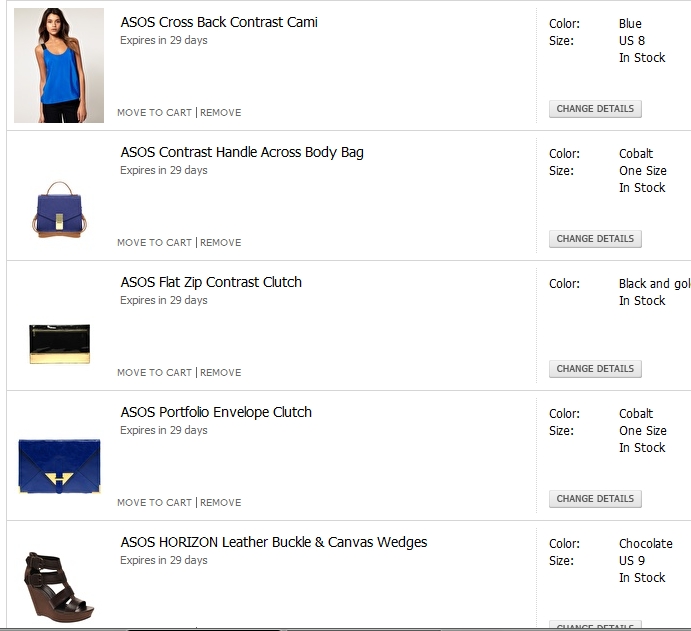 Asos shopping cart